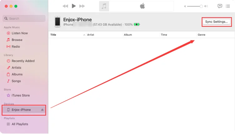 Synkronisering af musik til en iPhone til Enjox (trin 3)